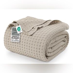 Utopia‎ Bedding Khaki 100% Cotton Waffle Blanket Twin Lightweight 300 GSM New